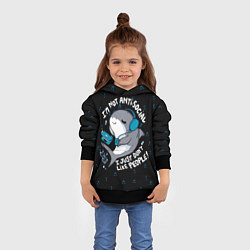 Толстовка-худи детская Я просто не люблю людей, цвет: 3D-черный — фото 2