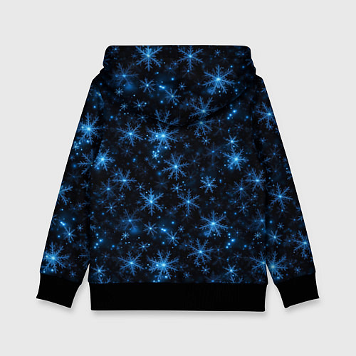 Детская толстовка Паттерн с синими снежинками / 3D-Черный – фото 2