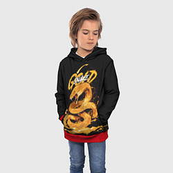 Толстовка-худи детская Gold snake, цвет: 3D-красный — фото 2