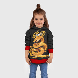 Толстовка-худи детская Gold snake, цвет: 3D-красный — фото 2
