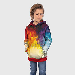 Толстовка-худи детская Подтеки масляных красок, цвет: 3D-красный — фото 2