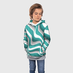 Толстовка-худи детская Абстрактные объёмные полосы - оптическая иллюзия, цвет: 3D-меланж — фото 2