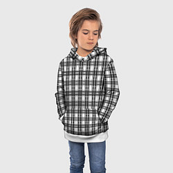 Толстовка-худи детская Черно-белая шотландка клетчатый узор, цвет: 3D-белый — фото 2