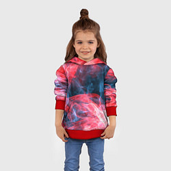 Толстовка-худи детская Дымная текстура, цвет: 3D-красный — фото 2