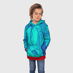 Толстовка-худи детская Эффект размытых красок, цвет: 3D-красный — фото 2
