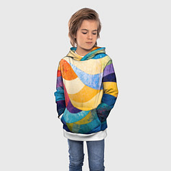 Толстовка-худи детская Разноцветная геометрическая мозаика, цвет: 3D-белый — фото 2