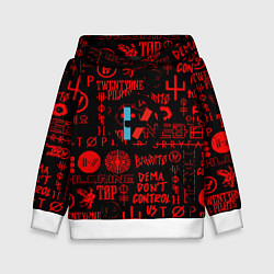 Толстовка-худи детская Twenty one pilots pattern rock steel, цвет: 3D-белый