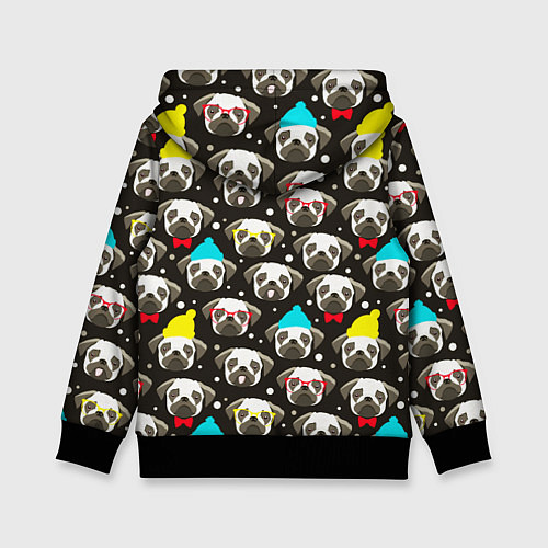 Детская толстовка Мопсы цветной паттерн / 3D-Черный – фото 2