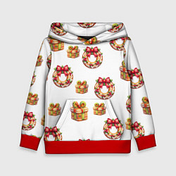 Детская толстовка Много новогодних пончиков и подарков с бантиком и