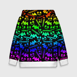 Толстовка-худи детская Marshmello neon steel pattern, цвет: 3D-белый