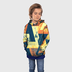 Толстовка-худи детская Абстрактные треугольники, цвет: 3D-синий — фото 2