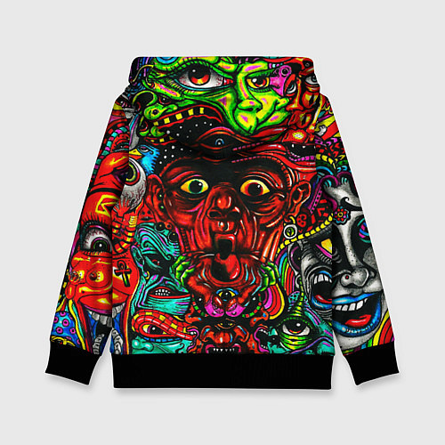 Детская толстовка Мексиканский стиль психоделика / 3D-Черный – фото 2