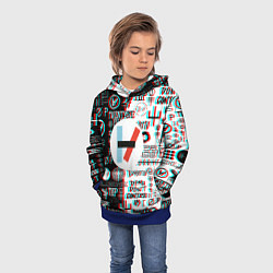 Толстовка-худи детская Twenty one pilots glitch pattern, цвет: 3D-синий — фото 2