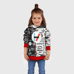 Толстовка-худи детская Twenty one pilots glitch pattern, цвет: 3D-красный — фото 2