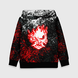 Толстовка-худи детская Cyberpunk брызги красок, цвет: 3D-черный