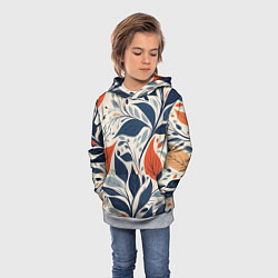 Толстовка-худи детская Искусство листья абстракция, цвет: 3D-меланж — фото 2