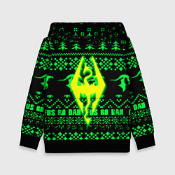 Толстовка-худи детская The Elder Scrolls кислотное лого зима, цвет: 3D-черный
