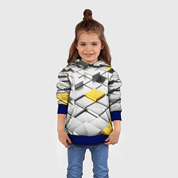 Толстовка-худи детская Оптические кубы текстура, цвет: 3D-синий — фото 2