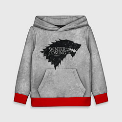 Толстовка-худи детская Старк зима близко игра престолов, цвет: 3D-красный