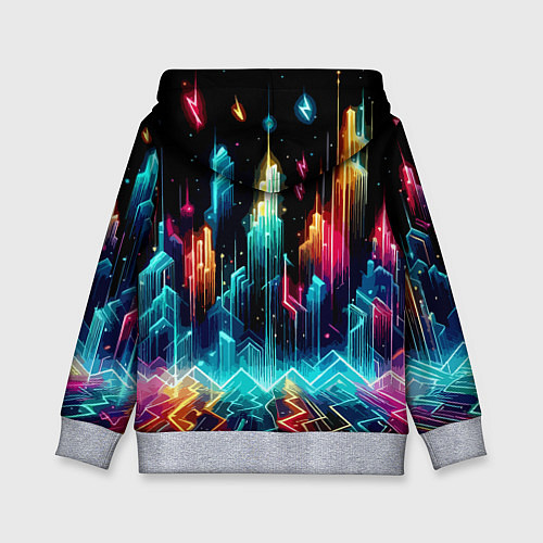 Детская толстовка Neon fantastic metropolis - vaporwave / 3D-Меланж – фото 2