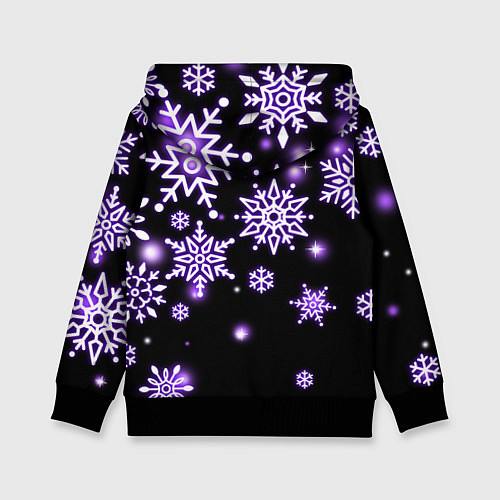 Детская толстовка Снежинки в неоне / 3D-Черный – фото 2