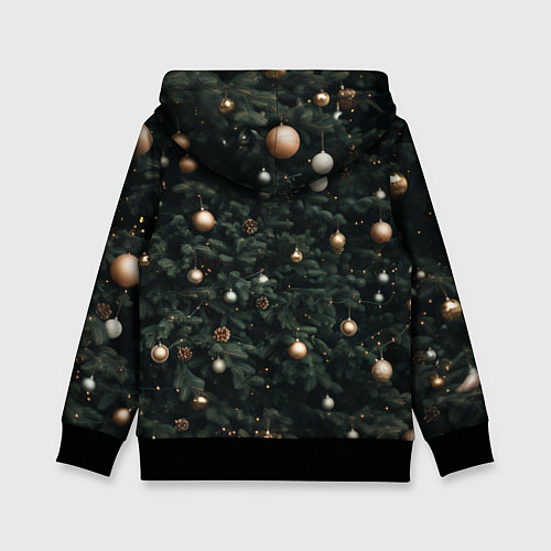 Детская толстовка Паттерн - Новогодняя елка / 3D-Черный – фото 2