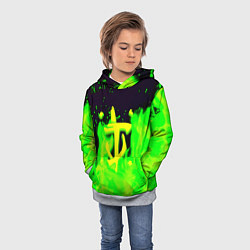 Толстовка-худи детская Doom кислотный огонь лого, цвет: 3D-меланж — фото 2