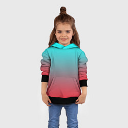 Толстовка-худи детская Абстрактно неоновый градиент, цвет: 3D-черный — фото 2