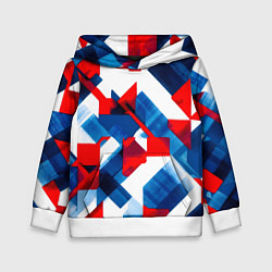 Толстовка-худи детская Сине бело красная абстракция, цвет: 3D-белый