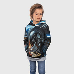 Толстовка-худи детская Шахматы: Гагарин vs Чужой, цвет: 3D-меланж — фото 2