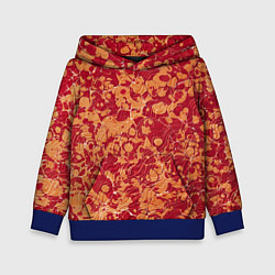 Толстовка-худи детская Абстрактная текстура - красно-оранжевая рябь, цвет: 3D-синий