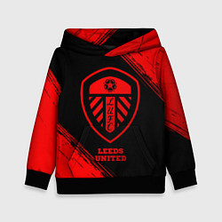 Толстовка-худи детская Leeds United - red gradient, цвет: 3D-черный