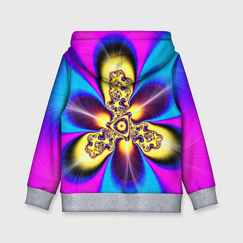 Детская толстовка Фрактальный неоновый узор абстракция / 3D-Меланж – фото 2