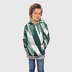 Толстовка-худи детская Косая зеленая полоска, цвет: 3D-меланж — фото 2