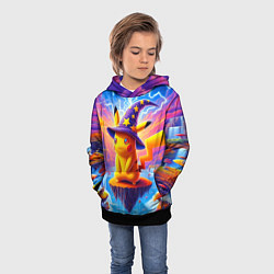 Толстовка-худи детская Pikachu in a stargazers hat, цвет: 3D-черный — фото 2