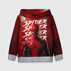 Толстовка-худи детская Spider-man red background, цвет: 3D-меланж