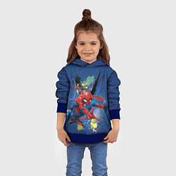 Толстовка-худи детская Spider-man with a spider web, цвет: 3D-синий — фото 2