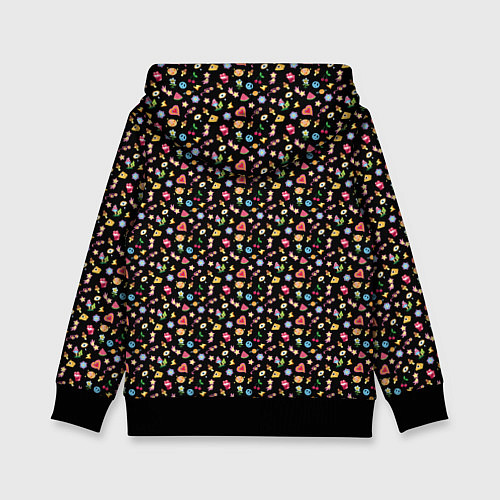 Детская толстовка Паттерн хиппи значки на черном фоне / 3D-Черный – фото 2