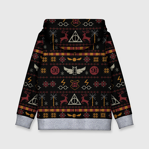 Детская толстовка Новогодний паттерн - Гарри Поттер / 3D-Меланж – фото 2
