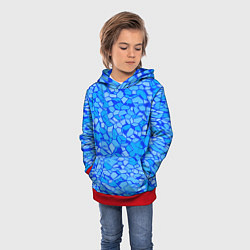 Толстовка-худи детская Голубые плитки на синем фоне, цвет: 3D-красный — фото 2