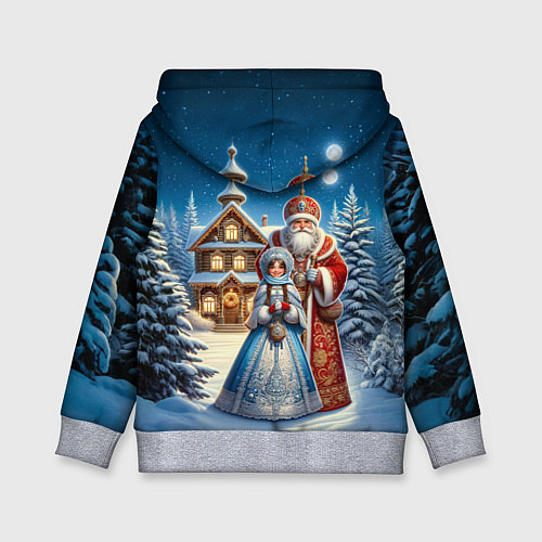 Детская толстовка Дед Мороз и Снегурочка / 3D-Меланж – фото 2