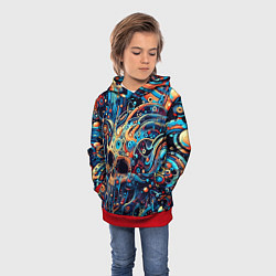 Толстовка-худи детская Фантазийная композиция с черепом, цвет: 3D-красный — фото 2