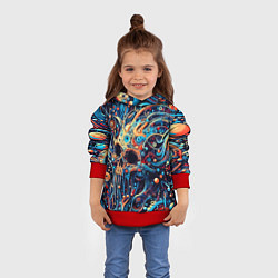 Толстовка-худи детская Фантазийная композиция с черепом, цвет: 3D-красный — фото 2