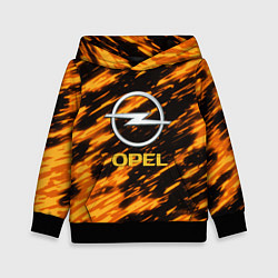 Толстовка-худи детская Opel штрихи огненные, цвет: 3D-черный