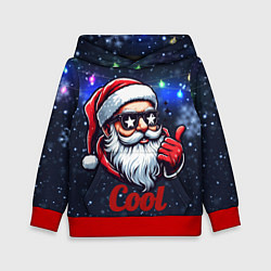 Толстовка-худи детская Cool Santa in glasses, цвет: 3D-красный