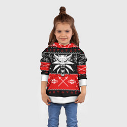 Толстовка-худи детская Ведьмак новогодний ugly свитер, цвет: 3D-белый — фото 2