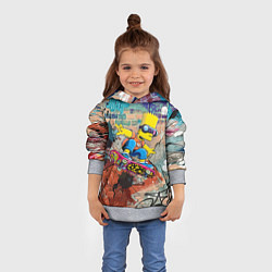 Толстовка-худи детская Bart Simpson on a skateboard - graffiti, цвет: 3D-меланж — фото 2