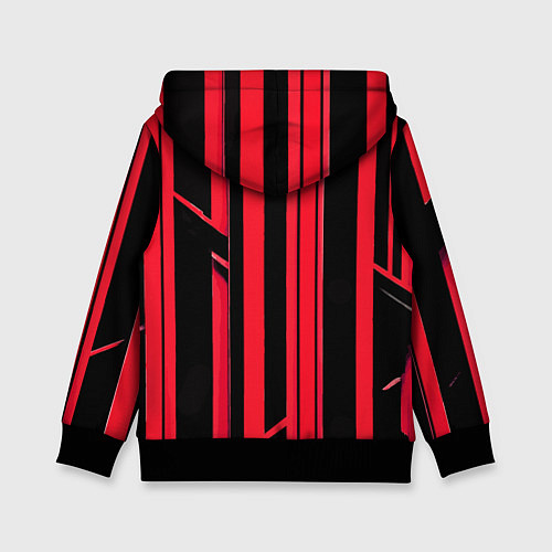 Детская толстовка Толстые красные полосы на чёрном фоне / 3D-Черный – фото 2