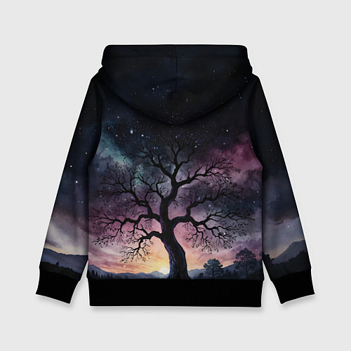 Детская толстовка Дерево под звездами / 3D-Черный – фото 2
