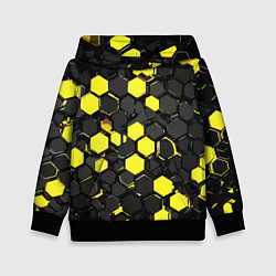 Детская толстовка Жёлто-серые шестиугольники на чёрном фоне